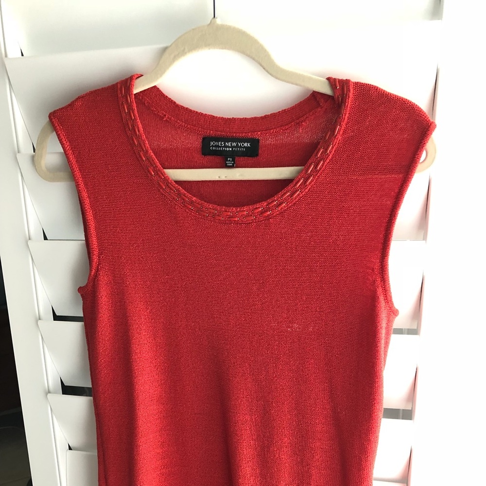 Jones of New York top with beaded neckline